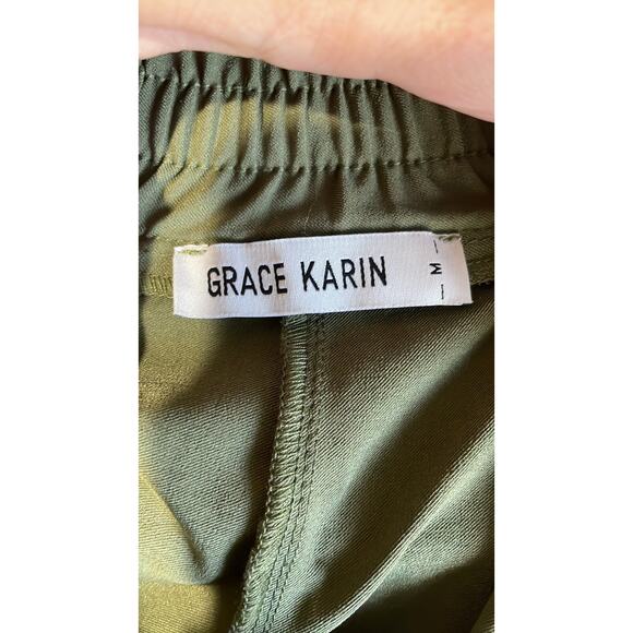 Grace Karin Women's Olive High Waist Pencil Pants with Bow-Knot Tie Hem Sz M - Picture 5 of 5